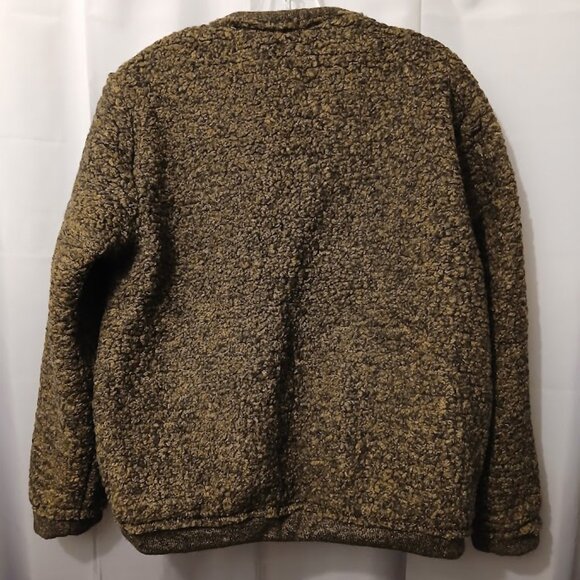New Sherpa Curly Fleece Sweatshirt womens M Brown Black Chunky pullover Relaxed - Picture 6 of 7